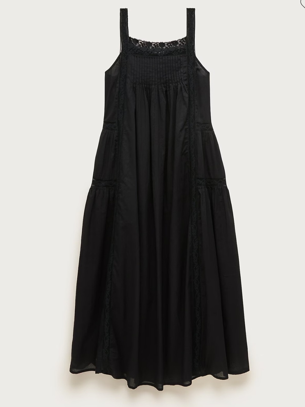 NWT J.Crew Cotton Voile Lace-Trim Sundress in Black Sheer Beach Cover Up Size XS